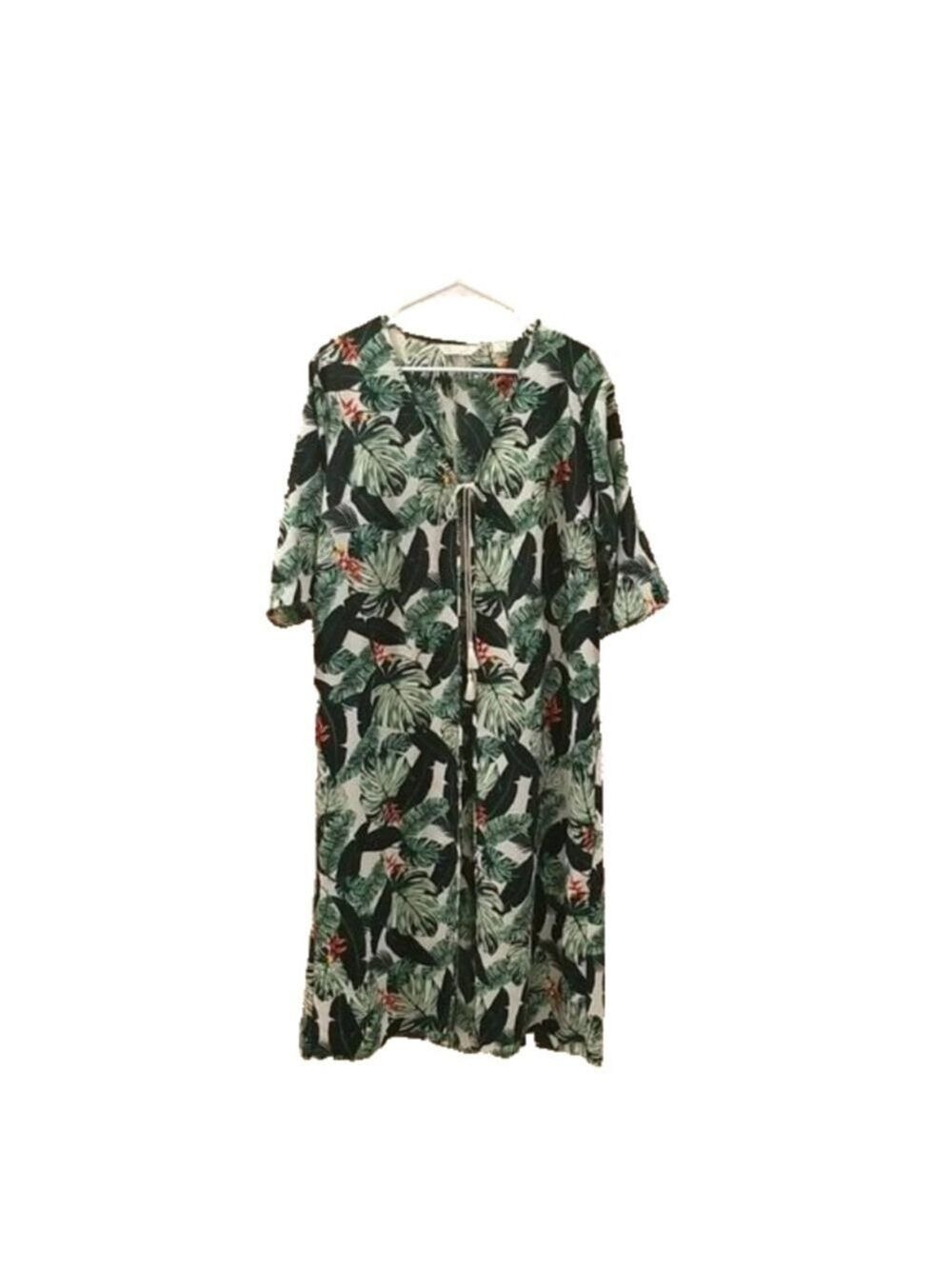 Rachel Zoe swim suit cover up, duster,kimono ,short sleeves, one size, tropical